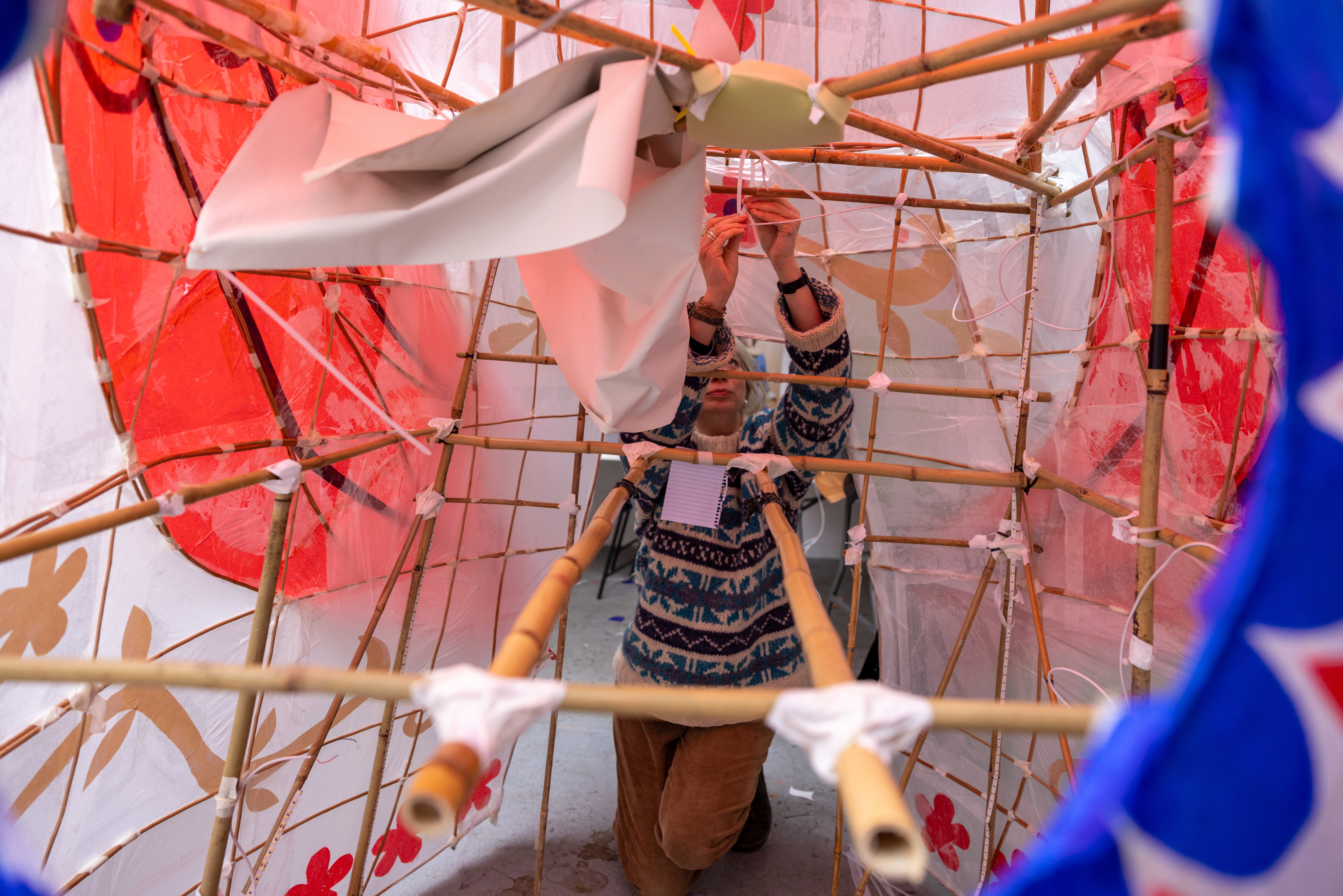Paper lantern being made