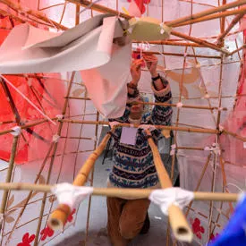 Paper lantern being made
