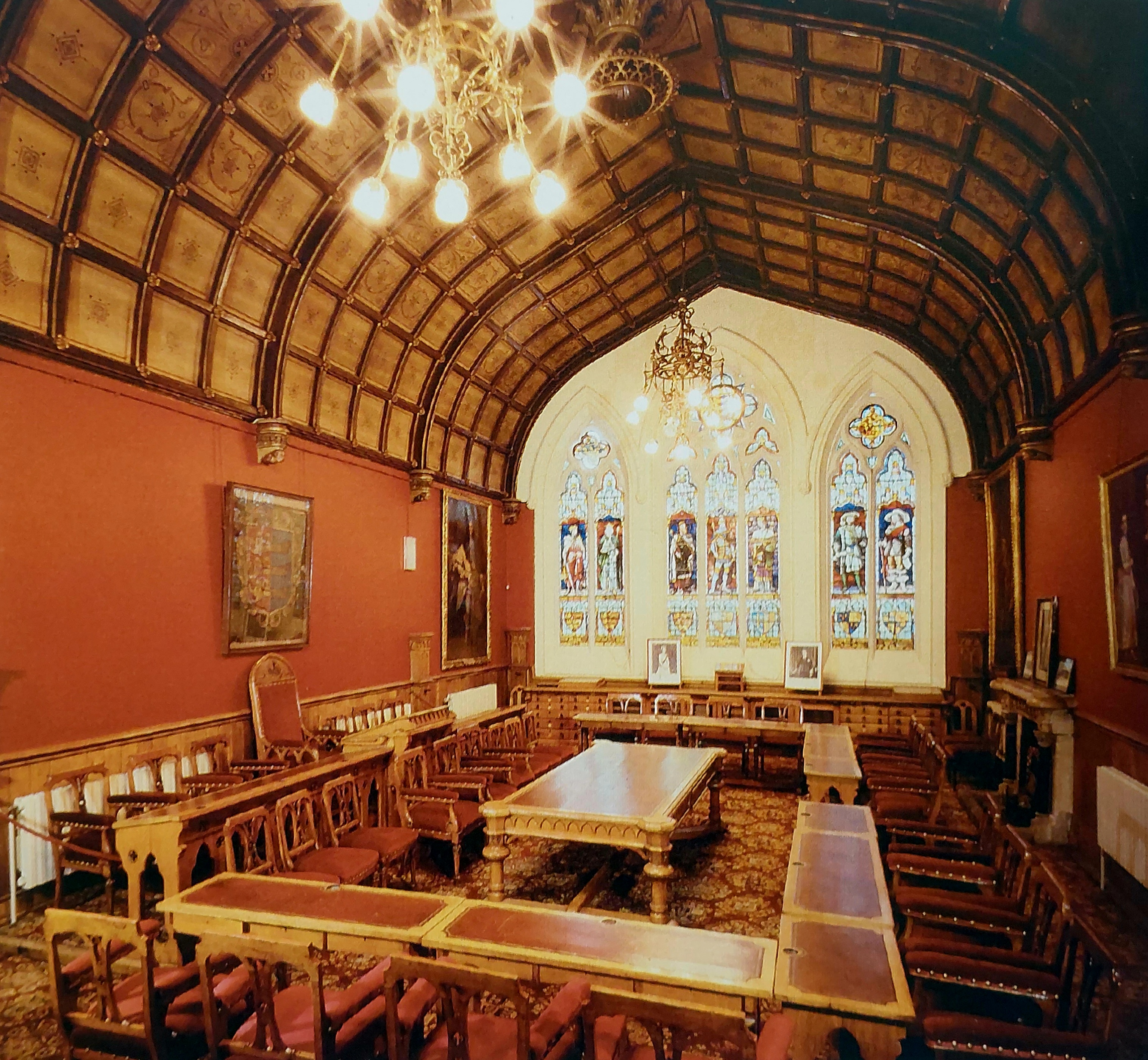 Colour photograph of the council chamber. Colour photograph of the council chamber.