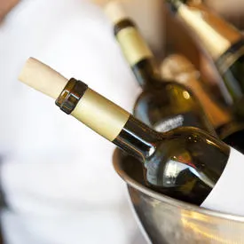 wine bottles on ice at Maison Dieu