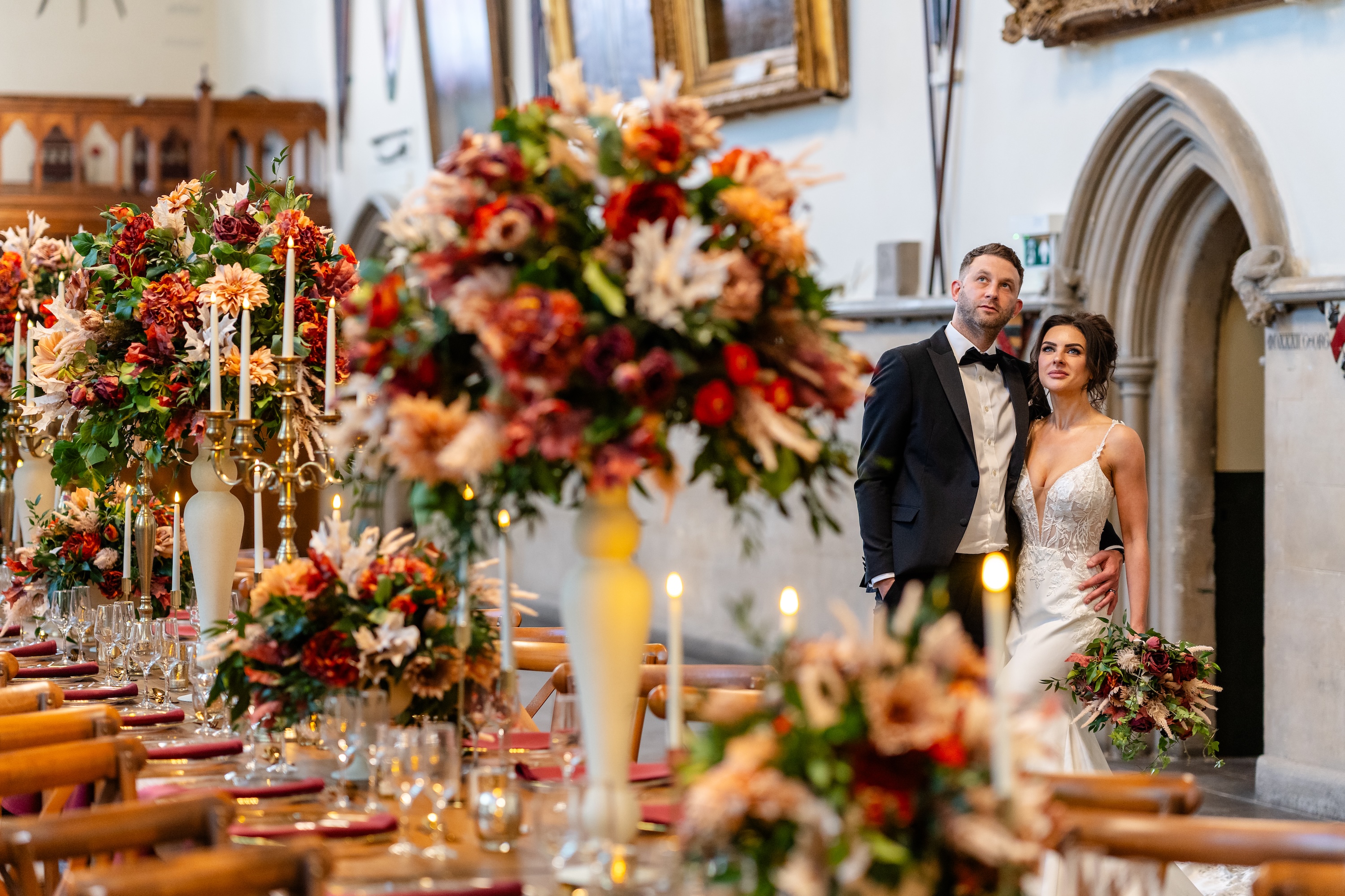 Bride and Groom infront of dressed table