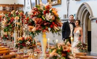 Bride and Groom infront of dressed table