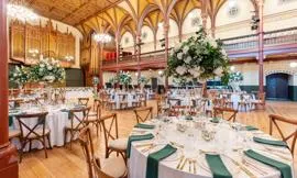 Dining tables set up in the Connaught Hall