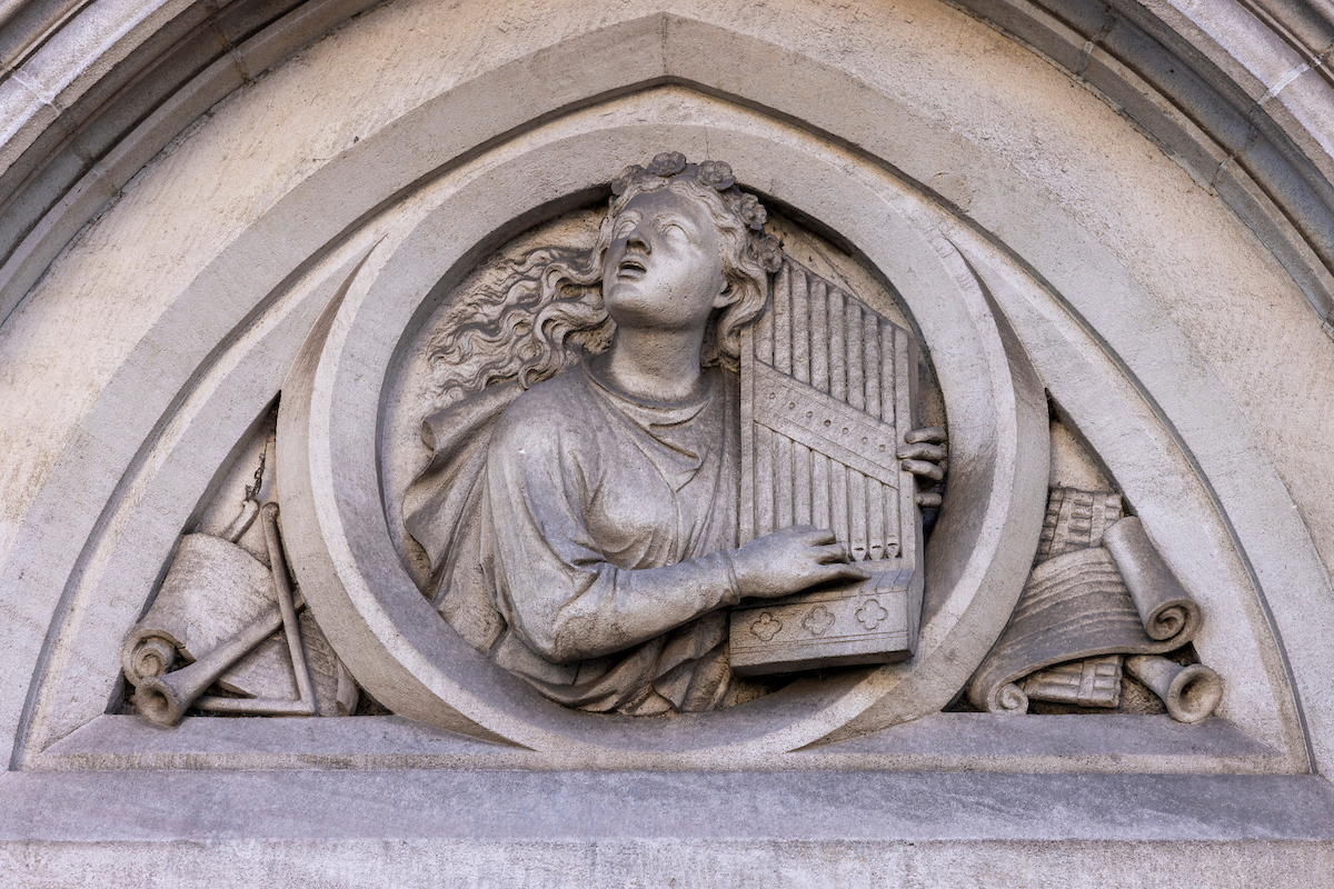 St Cecilia carving